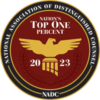 National Association of Distinguished Counsel Nation Top One Percent 2023 NADC